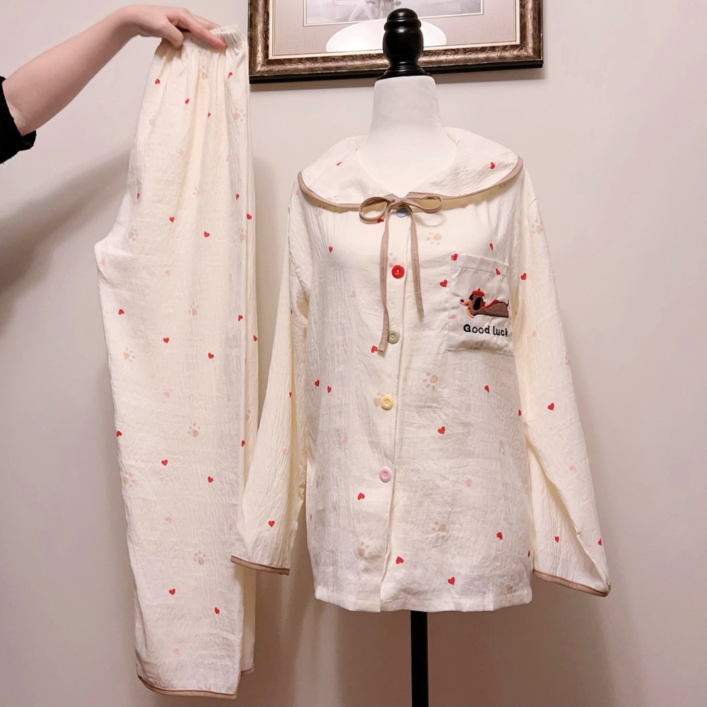 NEW! Good Luck Dog Print Cotton Pajama Set | Super Soft Cotton Lounge Set | S/M